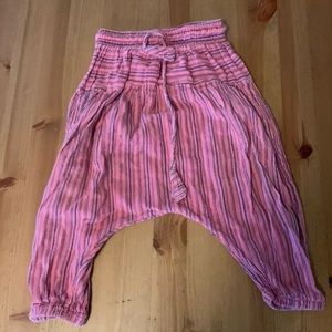 Boho Pink Striped Harem Pants 100% Cotton L(12-24mo)